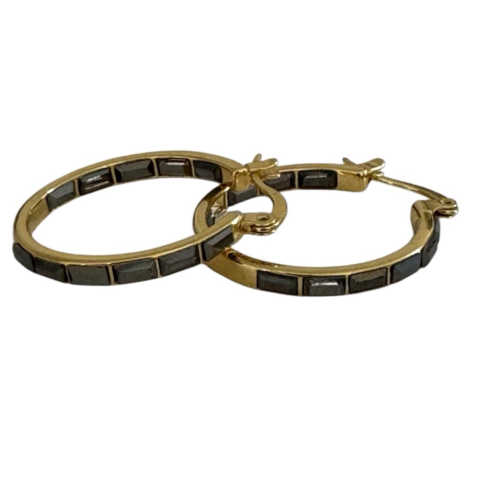 Gold and Black Geometric Hoop Earrings